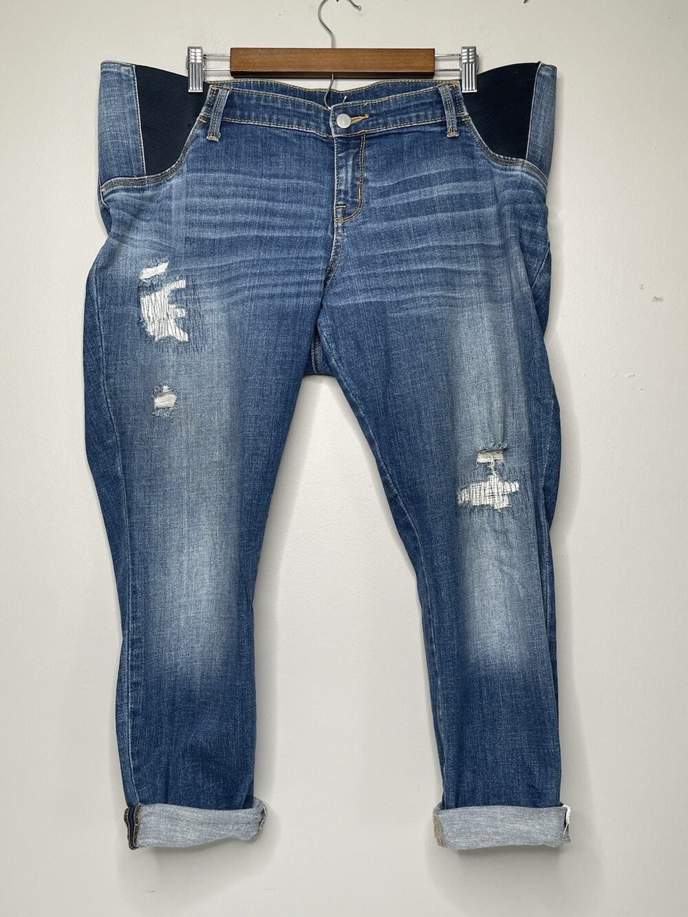 Isabel Maternity by Ingrid & Isabel Jeggings Distressed Crop Jeans Size 16